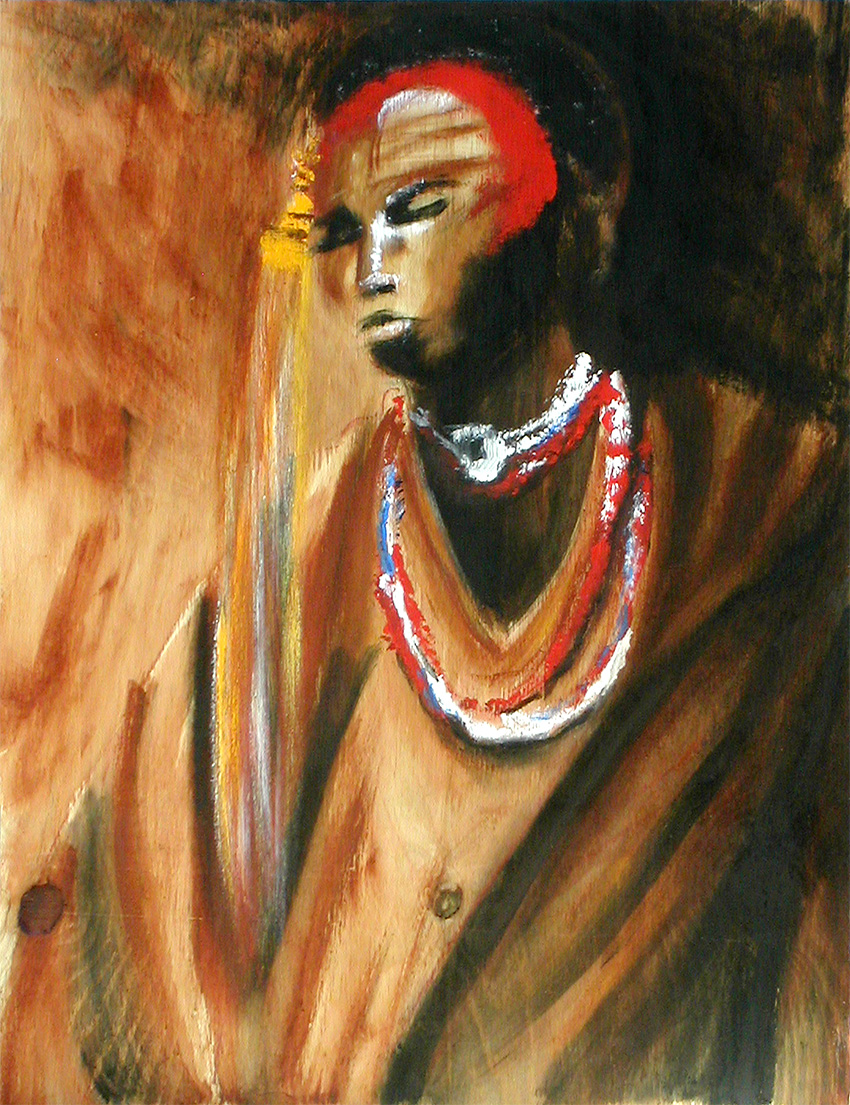 Peinture-Afrique-Portrait Massai - Dominique Evangelisti