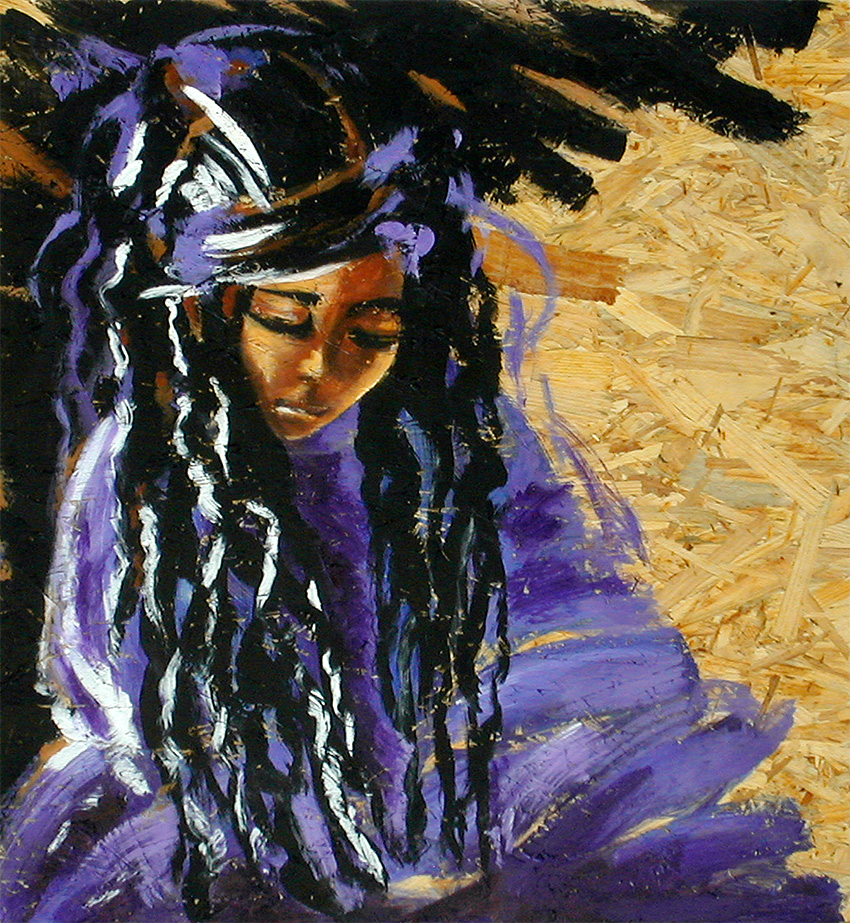 Peinture-Afrique-Jeune-Fille-pensive - Dominique Evangelisti