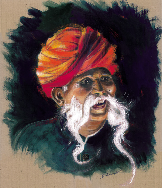 Illustrations-personnages - Homme au turban rouge
