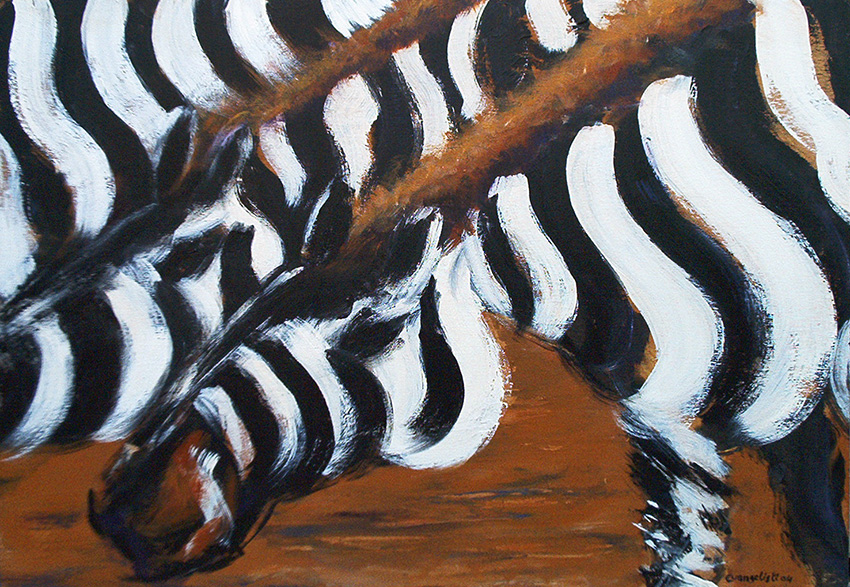 Peinture Afrique-Zèbres-llustration animalière - Dominique Evangelisti