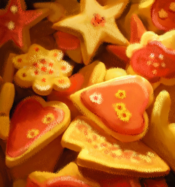 Illustrations culinaires - petits biscuits sablés - alsaciens - Noël - Dominique Evangelisti