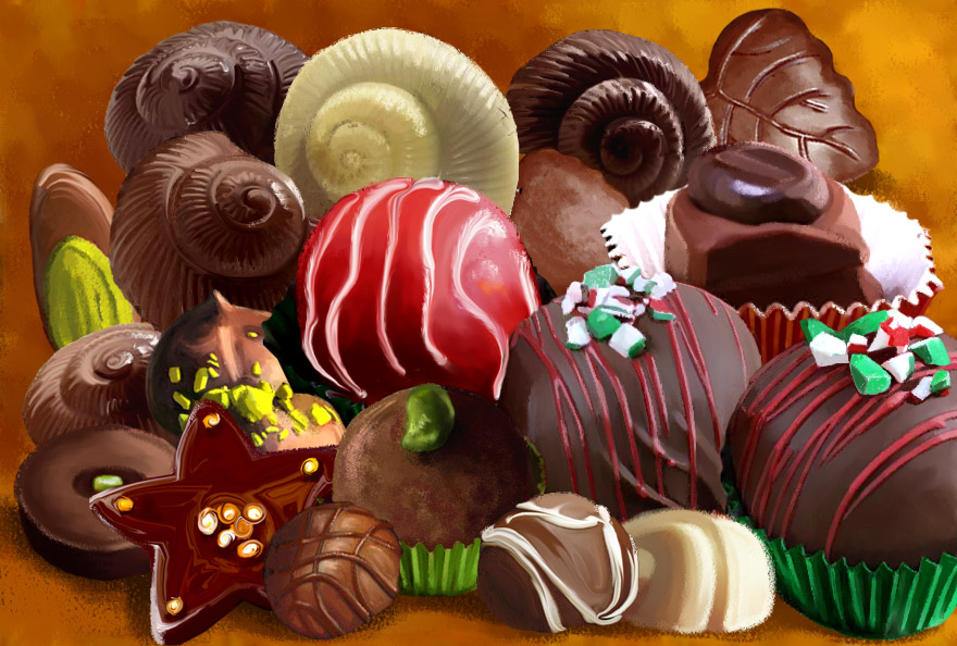Illustrations culinaires - Assortiment - chocolats - Dominique Evangelisti