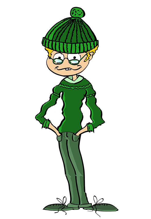 Illustrations-personnages - Adolescent - vêtu de vert - Humour