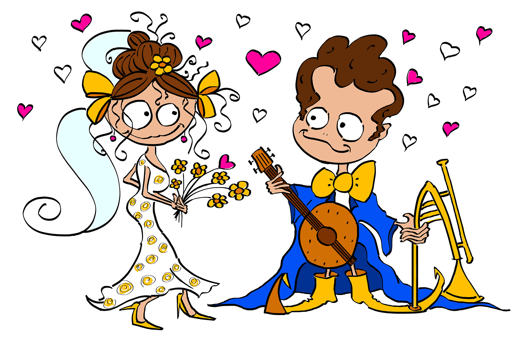 Illustrations personnages - Humour - Les mariés